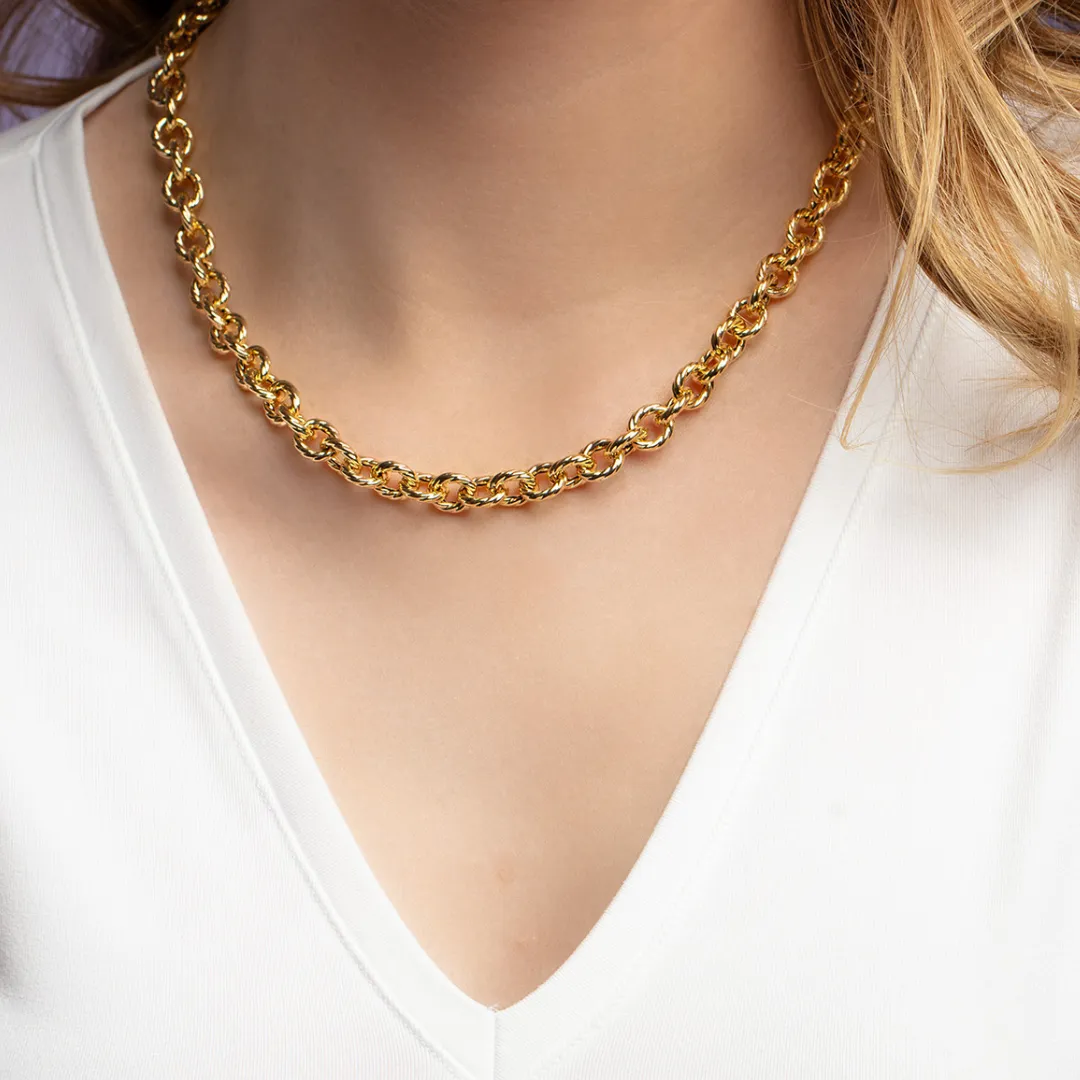 14K Gold Rope Link Necklace