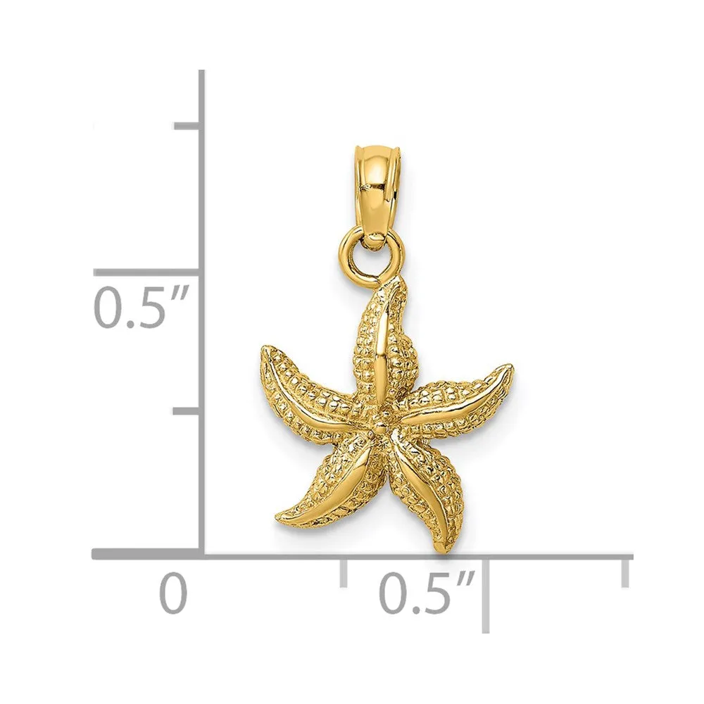 14K Textured Starfish Charm