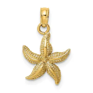 14K Textured Starfish Charm