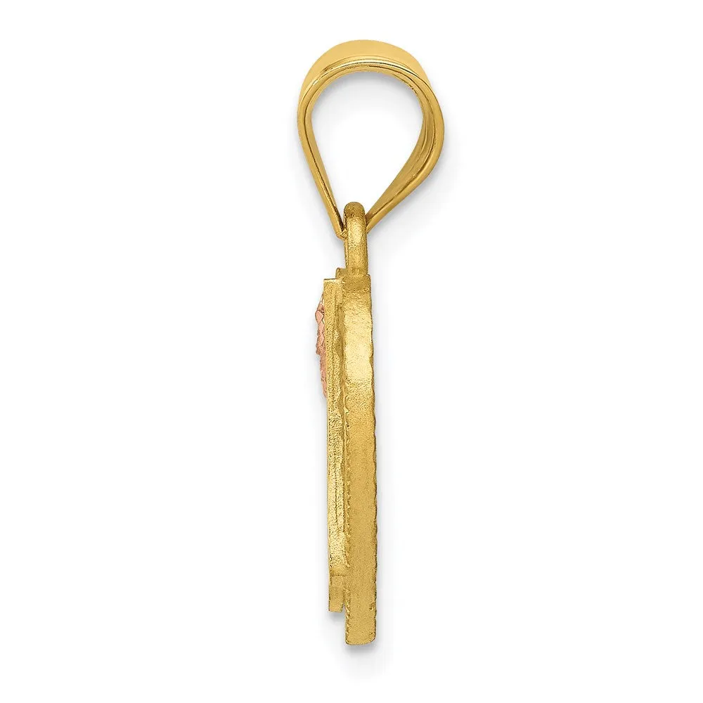 14k Two-Tone Heart Letter A Initial Pendant