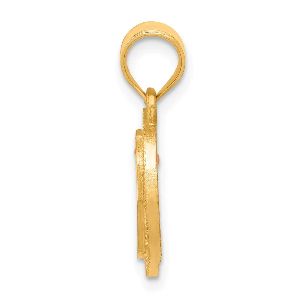 14k Two-Tone Heart Letter P Initial Pendant
