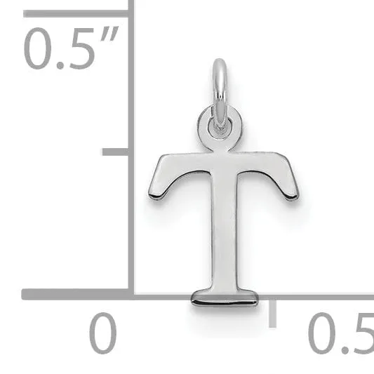 14k White Gold Cut-Out Letter T Initial Design Charm Pendant