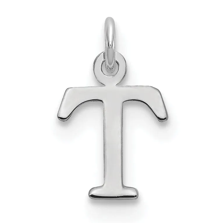14k White Gold Cut-Out Letter T Initial Design Charm Pendant