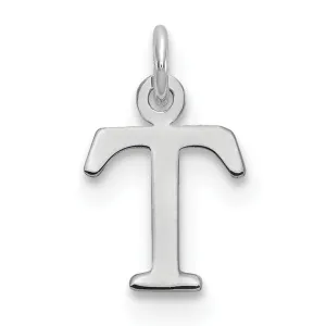 14k White Gold Cut-Out Letter T Initial Design Charm Pendant