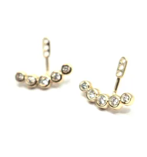14kt Yellow Gold Diamond Curved Front Back Bezel Set Earring Jackets