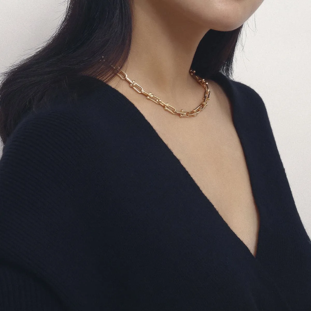 18K Gold-Plated Open-Link Choker Necklace