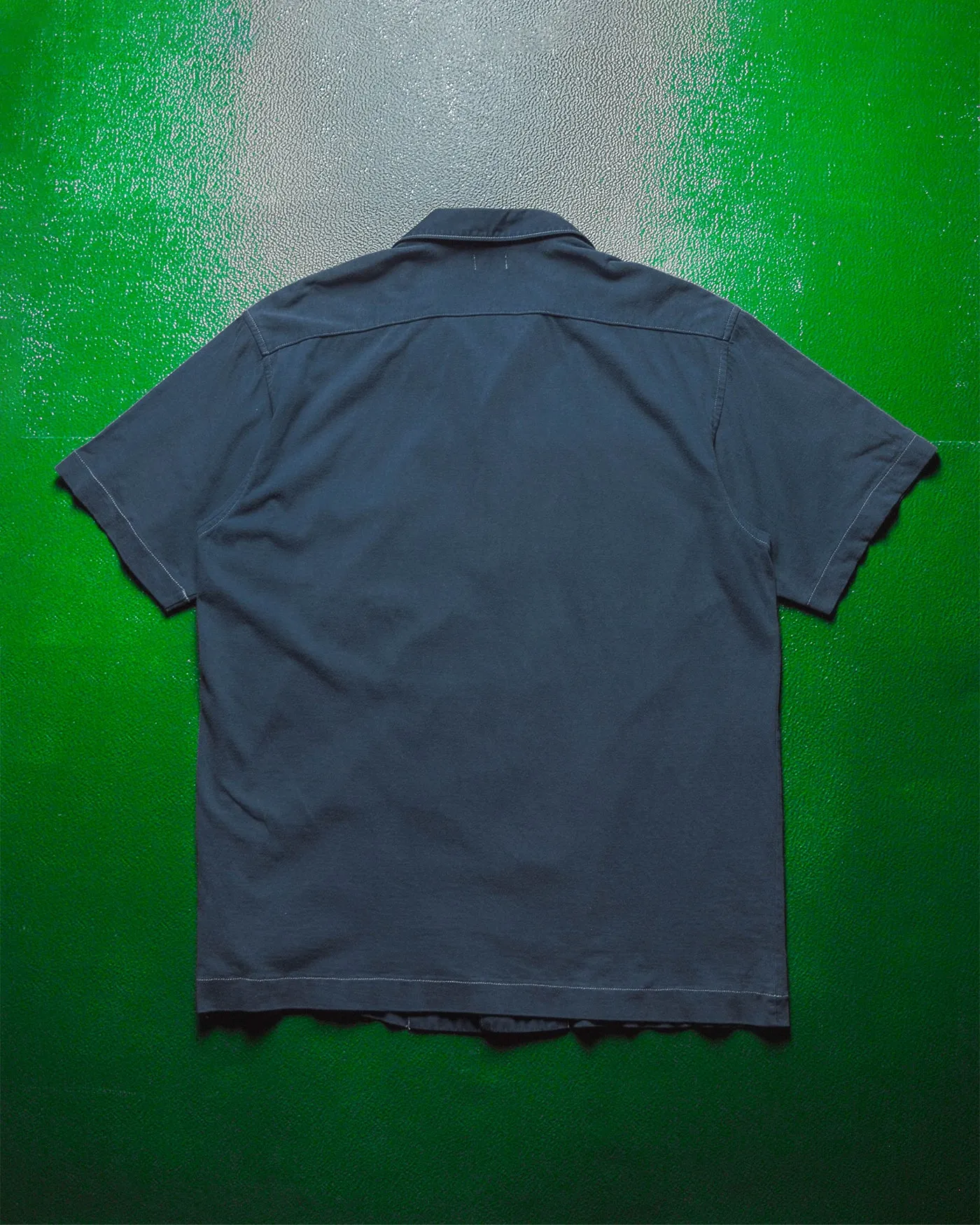 1999 Garment Dyed Navy Contrast Stitch Boxy Shirt (M~L)