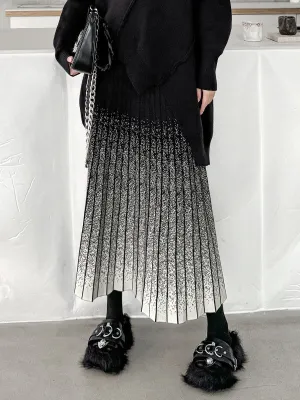 A-Line Loose Gradient Pleated Skirts Bottoms