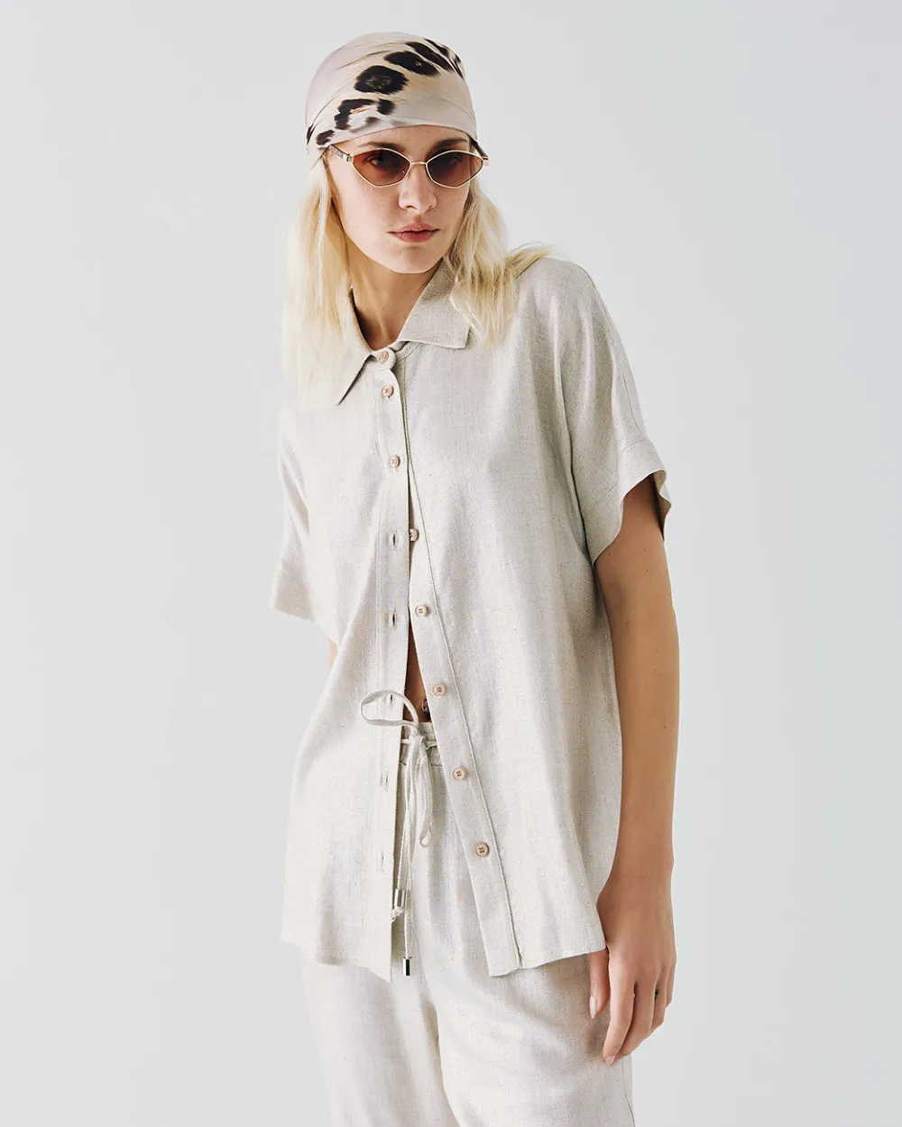 Access Fashion Short-sleeve Metallic-effect Shirt