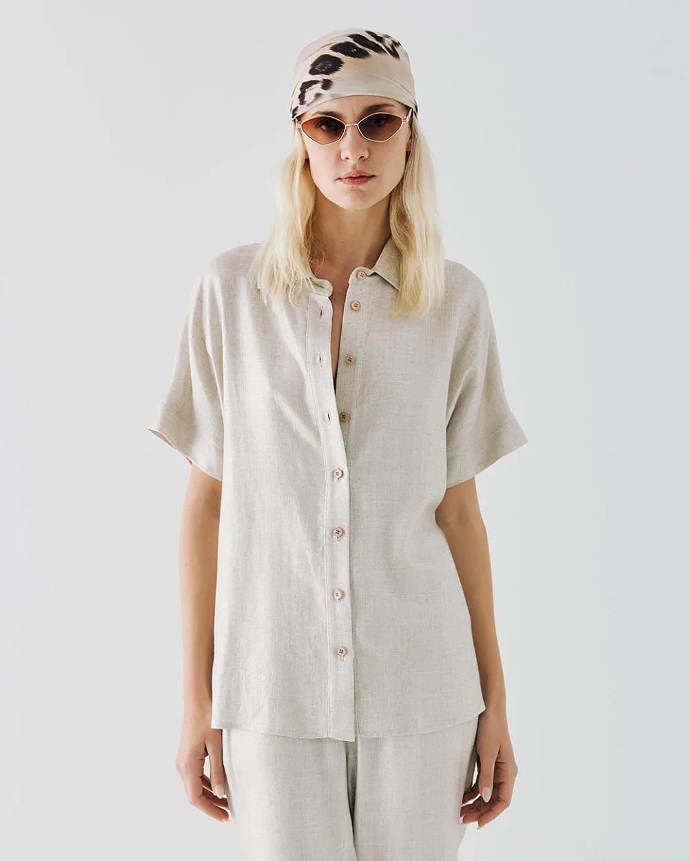 Access Fashion Short-sleeve Metallic-effect Shirt