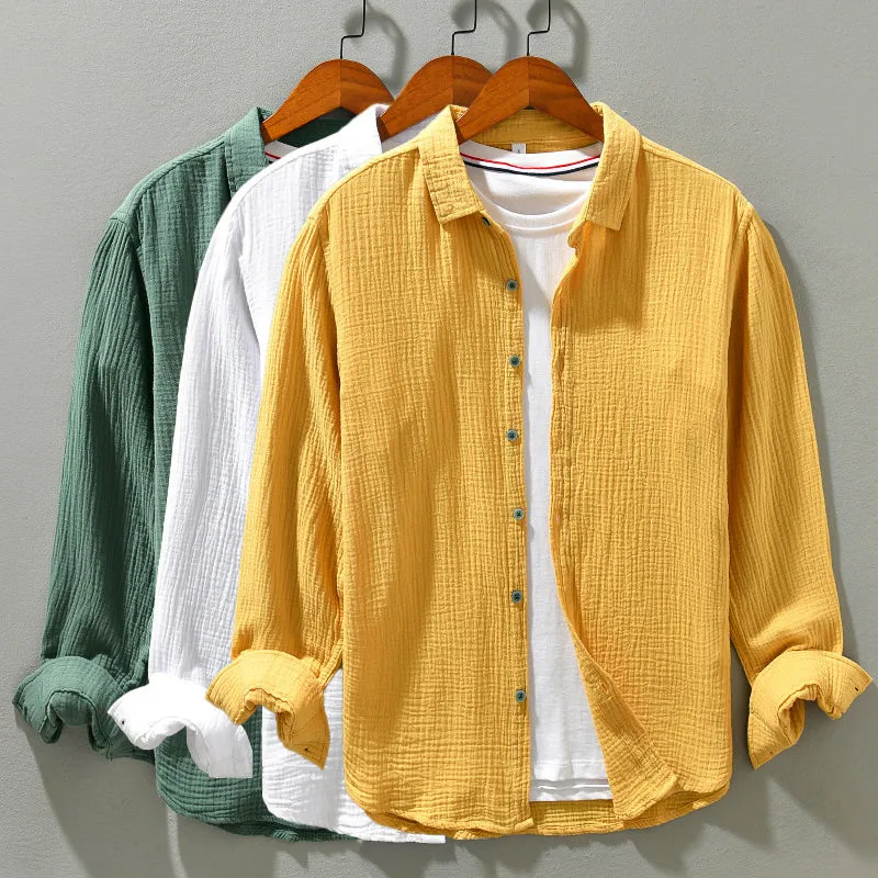 Alden | Men's Lightweight Crinkled Button-Up Shirt | Long Sleeve