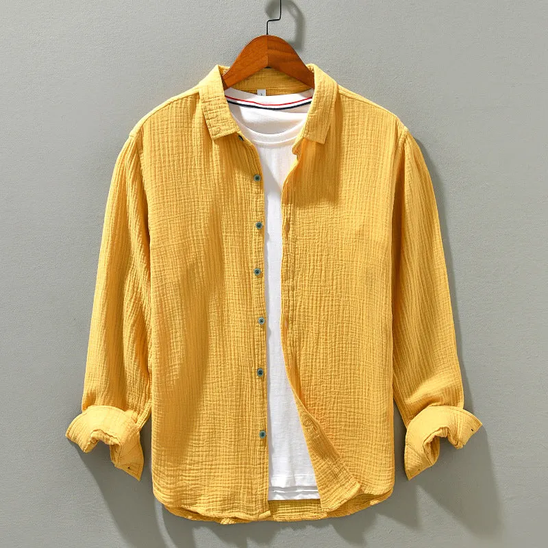 Alden | Men's Lightweight Crinkled Button-Up Shirt | Long Sleeve