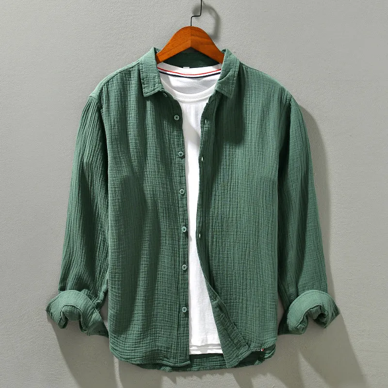 Alden | Men's Lightweight Crinkled Button-Up Shirt | Long Sleeve
