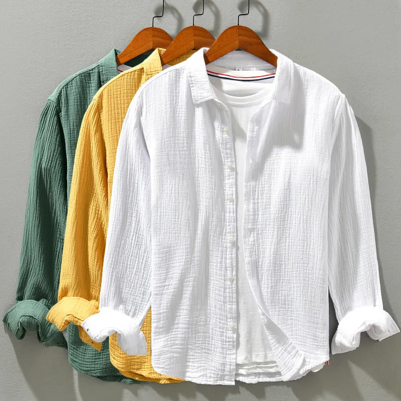 Alden | Men's Lightweight Crinkled Button-Up Shirt | Long Sleeve