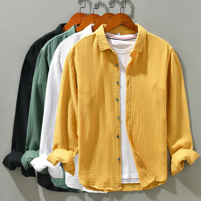Alden | Men's Lightweight Crinkled Button-Up Shirt | Long Sleeve