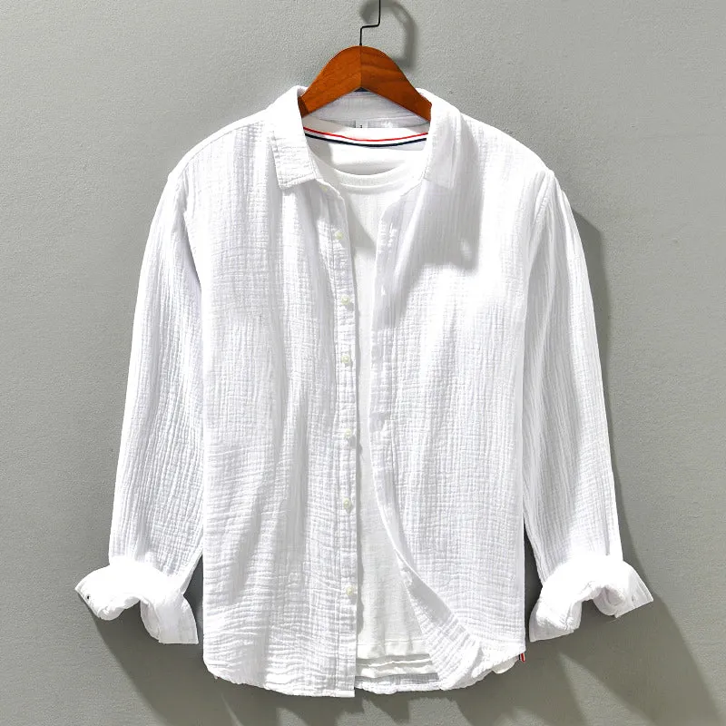 Alden | Men's Lightweight Crinkled Button-Up Shirt | Long Sleeve