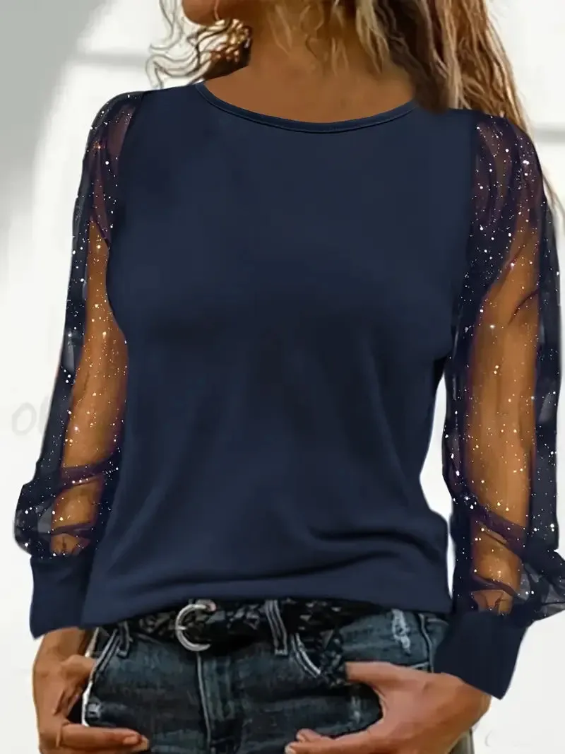 Amalia | Elegante Top met Glitter Mouwen