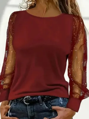 Amalia | Elegante Top met Glitter Mouwen
