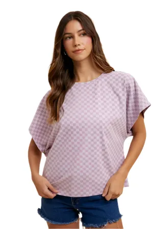 Annie Wear Checkered Round Neck Short Sleeve T-Shirt