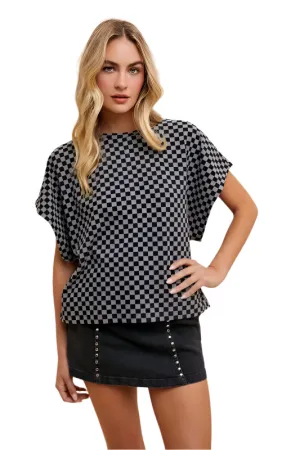 Annie Wear Checkered Round Neck Short Sleeve T-Shirt