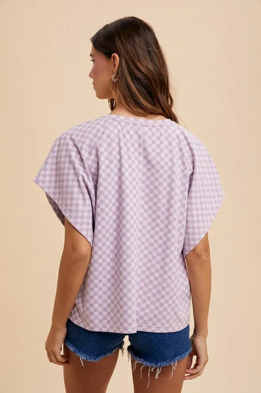 Annie Wear Checkered Round Neck Short Sleeve T-Shirt