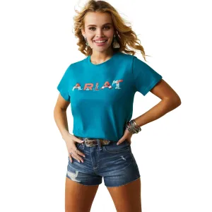 Ariat Womens Real Boot Kickin Logo T-Shirt Exotic Plume