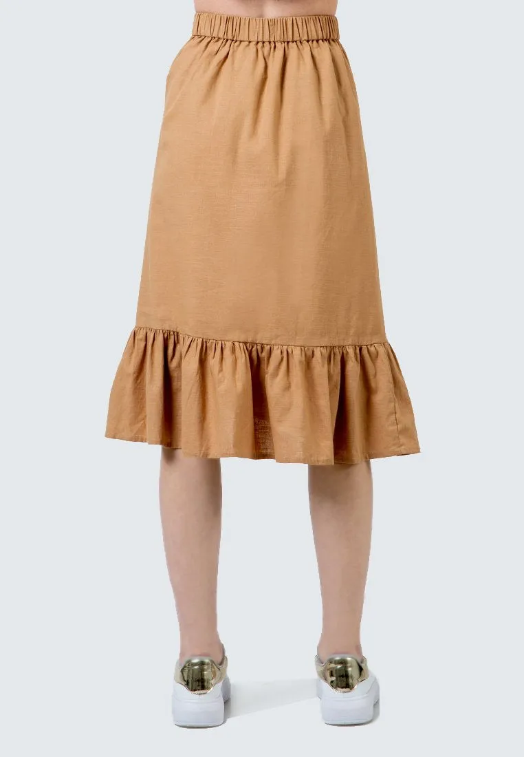 Asymmetric Hem Ruffle Skirt