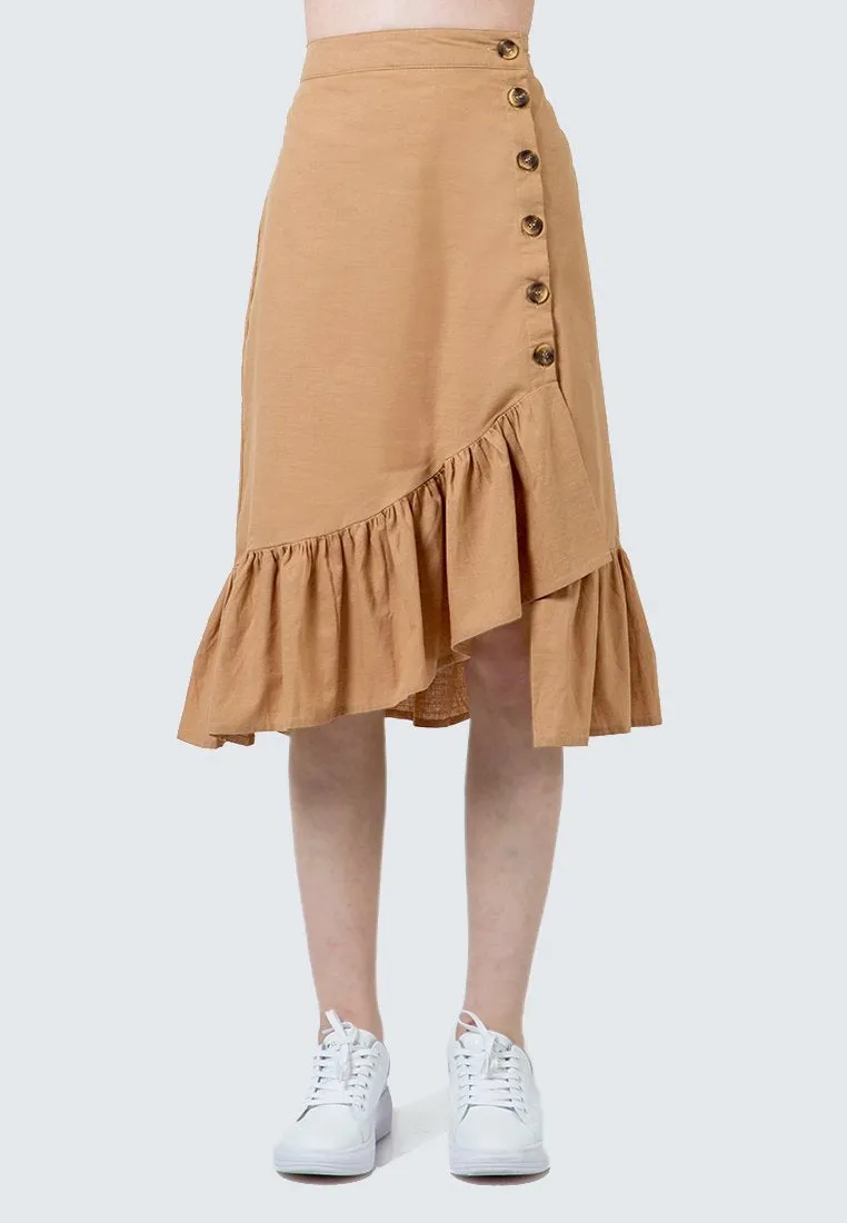 Asymmetric Hem Ruffle Skirt