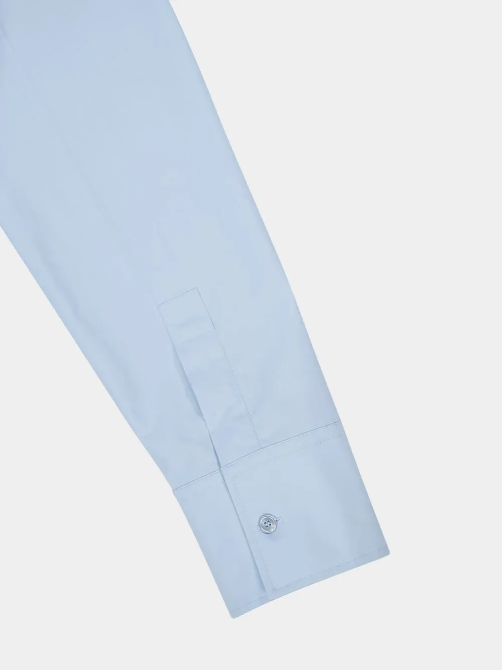 Baby Blue Cotton Poplin Shirt with Embossed Logo