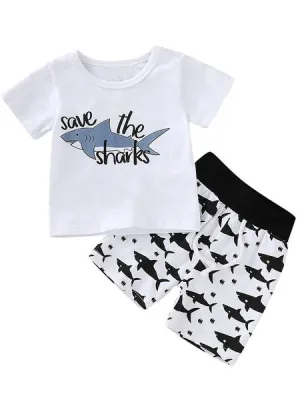 Baby Boy Shark Print Set
