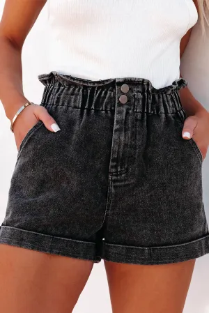 Baker Paperbag Waist Denim Shorts with Pockets