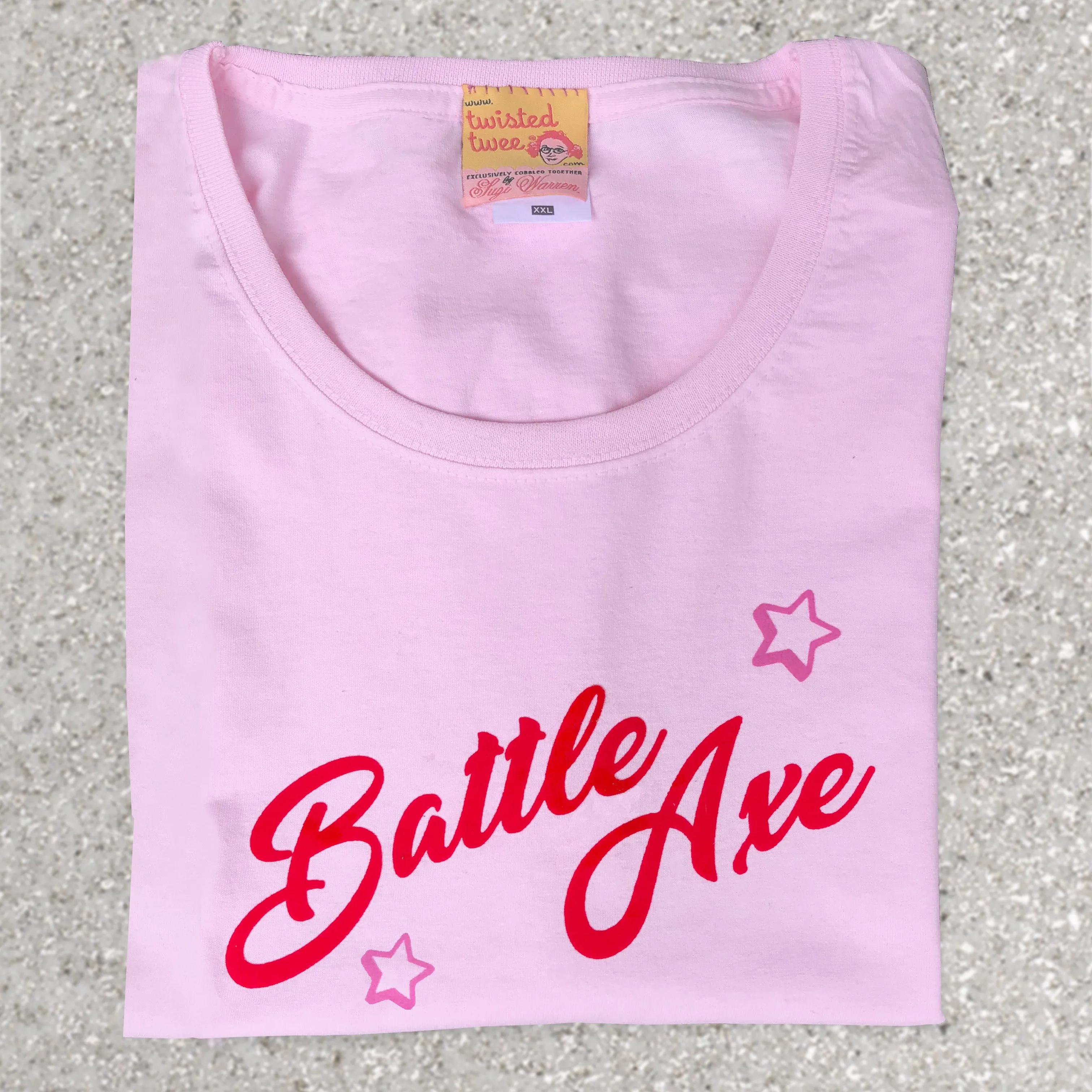 Battle Axe slogan ladies t shirt for tenacious older women