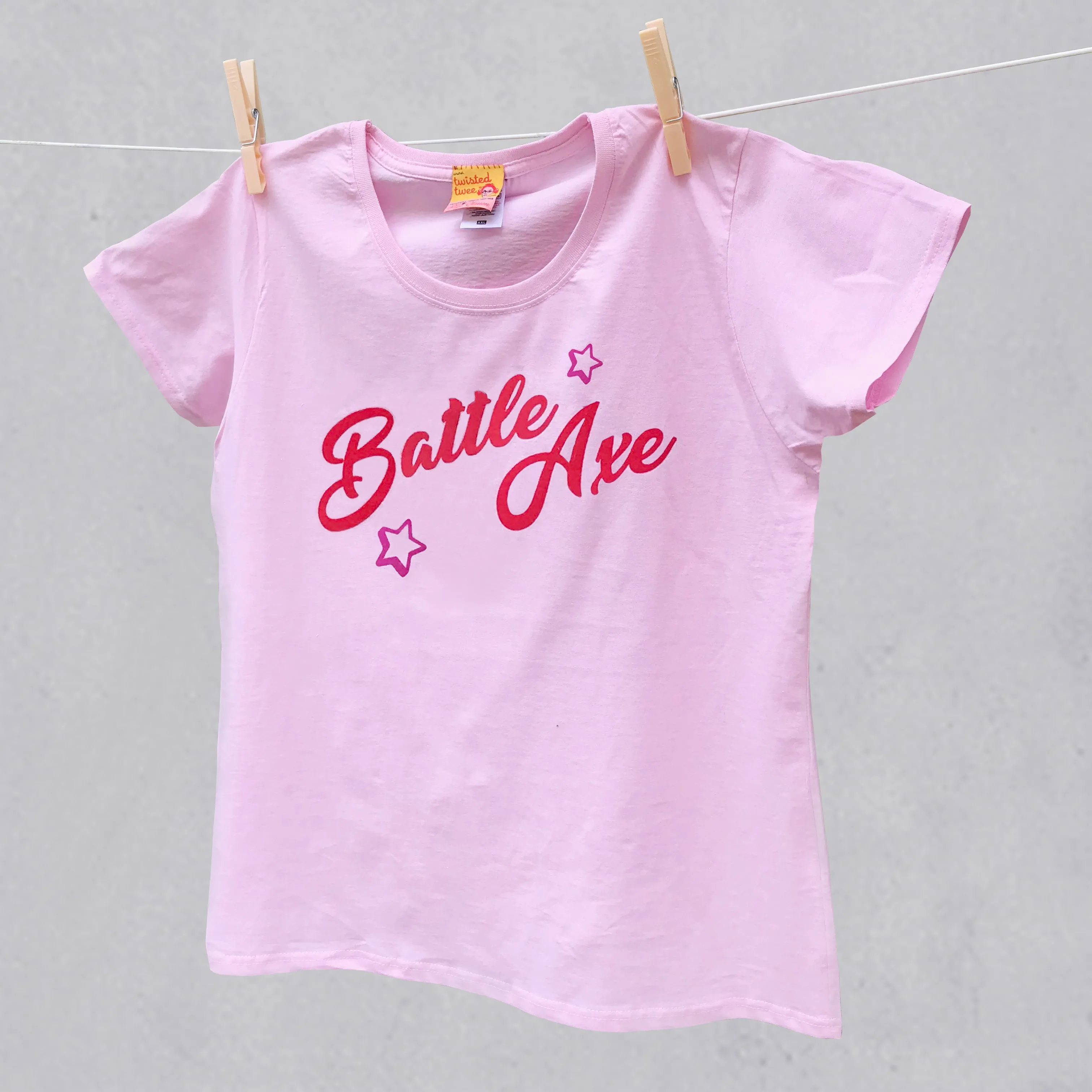 Battle Axe slogan ladies t shirt for tenacious older women
