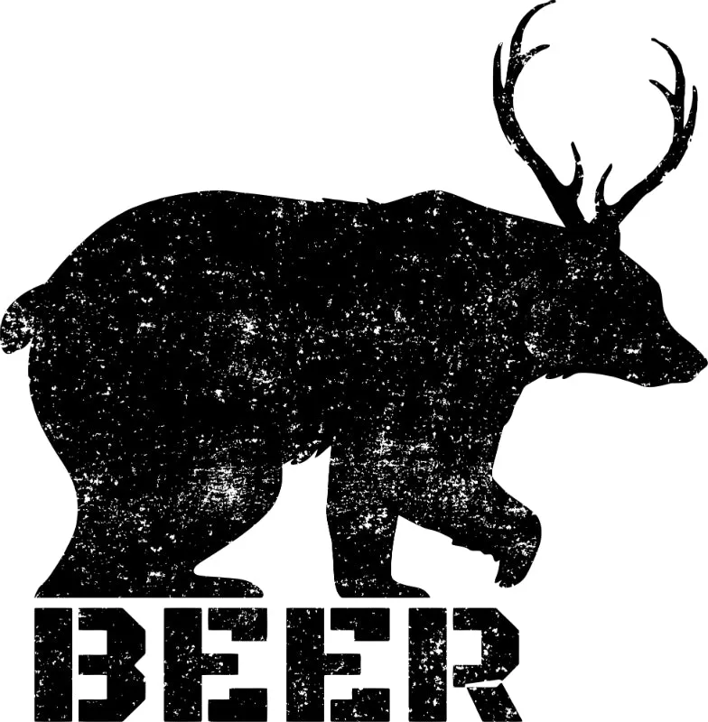 Bear With Deer Antlers Beer Textured Print Short-Sleeve Unisex T-Shirt (11 Colors)