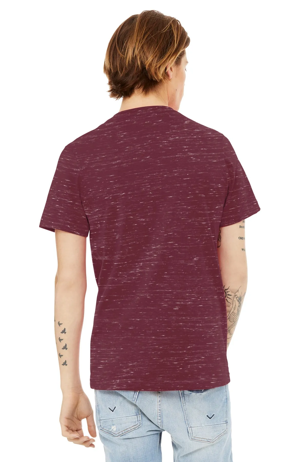 BELLA CANVAS Unisex Textured Jersey V-Neck Tee BC3655 Maroon Marble