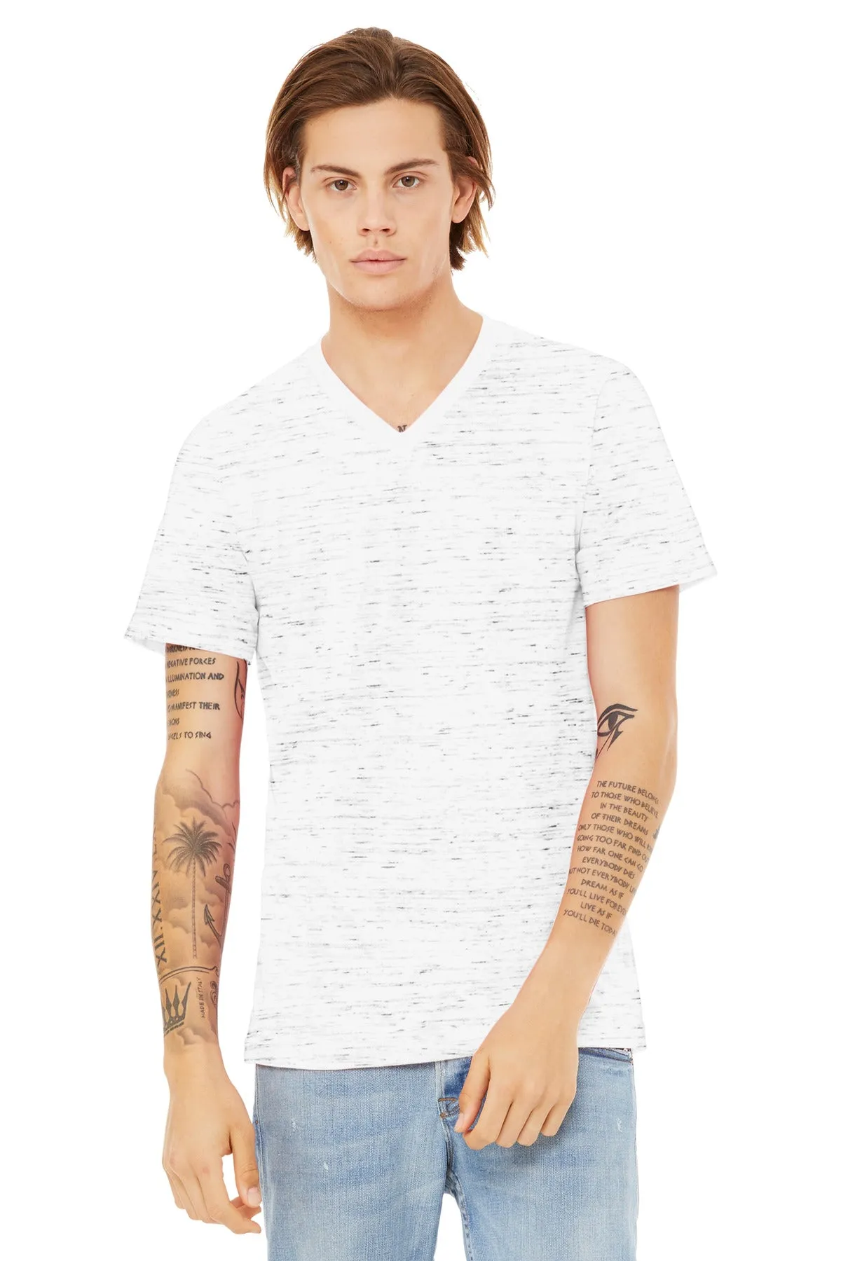 BELLA CANVAS Unisex Textured Jersey V-Neck Tee BC3655 White Marble