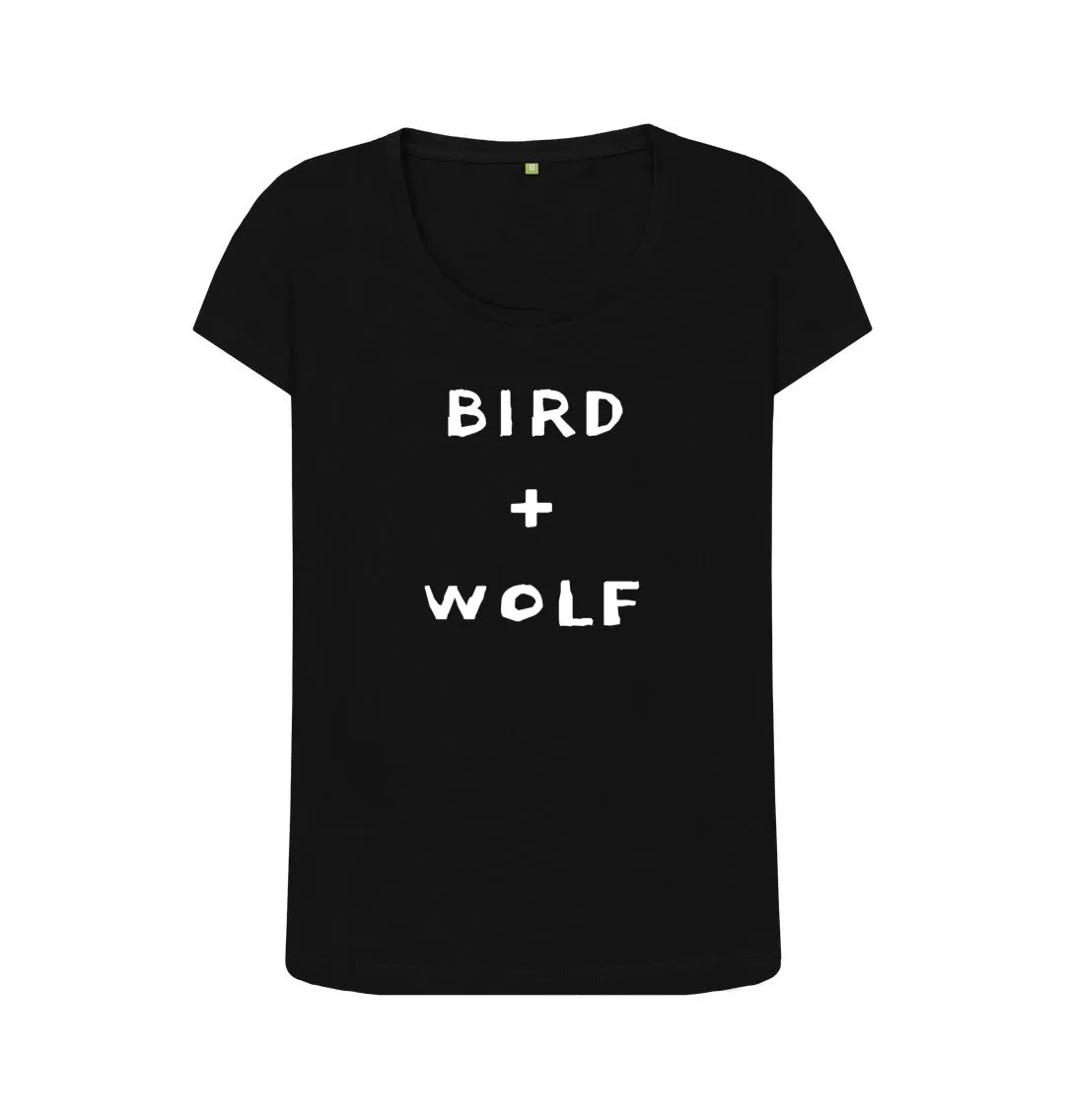 Bird   Wolf Scoop Neck Tee (White lettering)