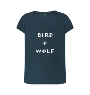 Bird   Wolf Scoop Neck Tee (White lettering)