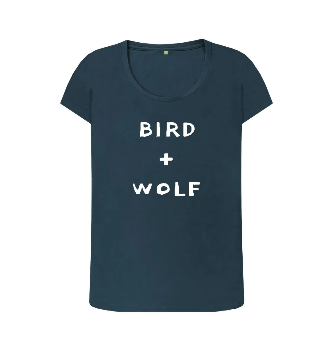 Bird   Wolf Scoop Neck Tee (White lettering)