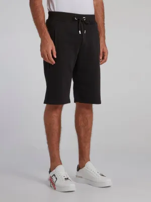 Black Appliquéd Knee Length Shorts