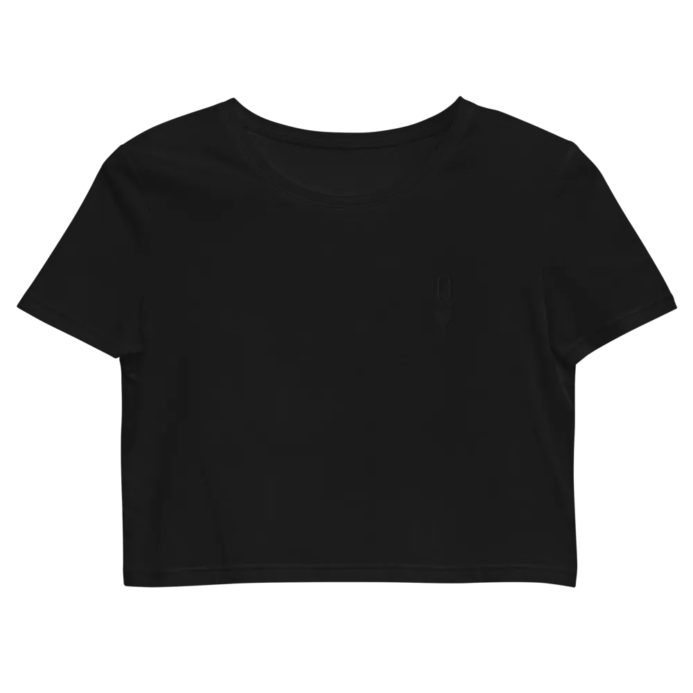 Black Queen Embroidered Organic Crop Top
