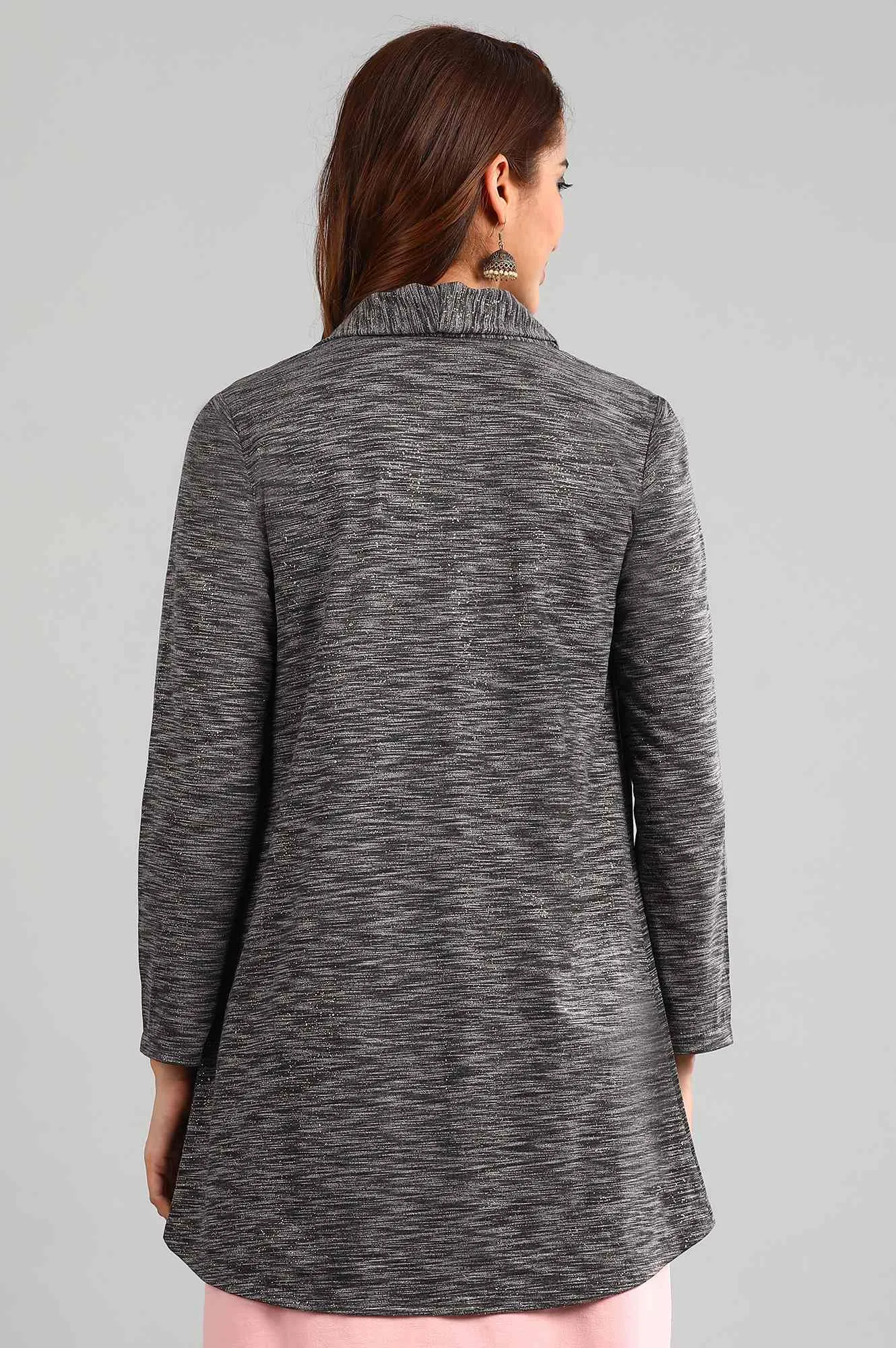 Black Shawl Neck Yarn-dyed Gillet