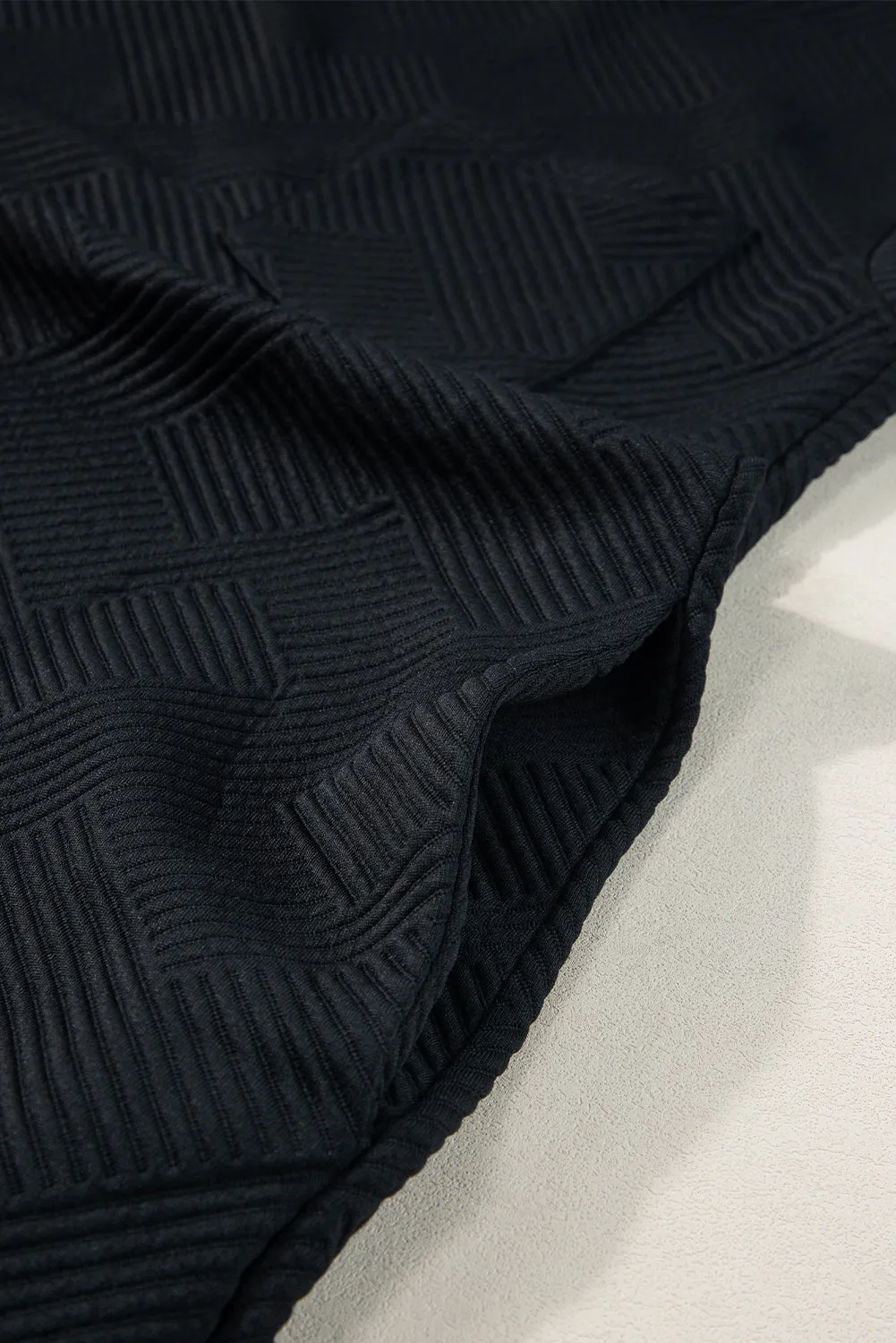 Black Textured Cap Sleeve T Shirt Dress