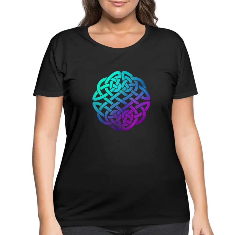 Black With Colorful Ombre Celtic Knot Women’s Curvy T-Shirt