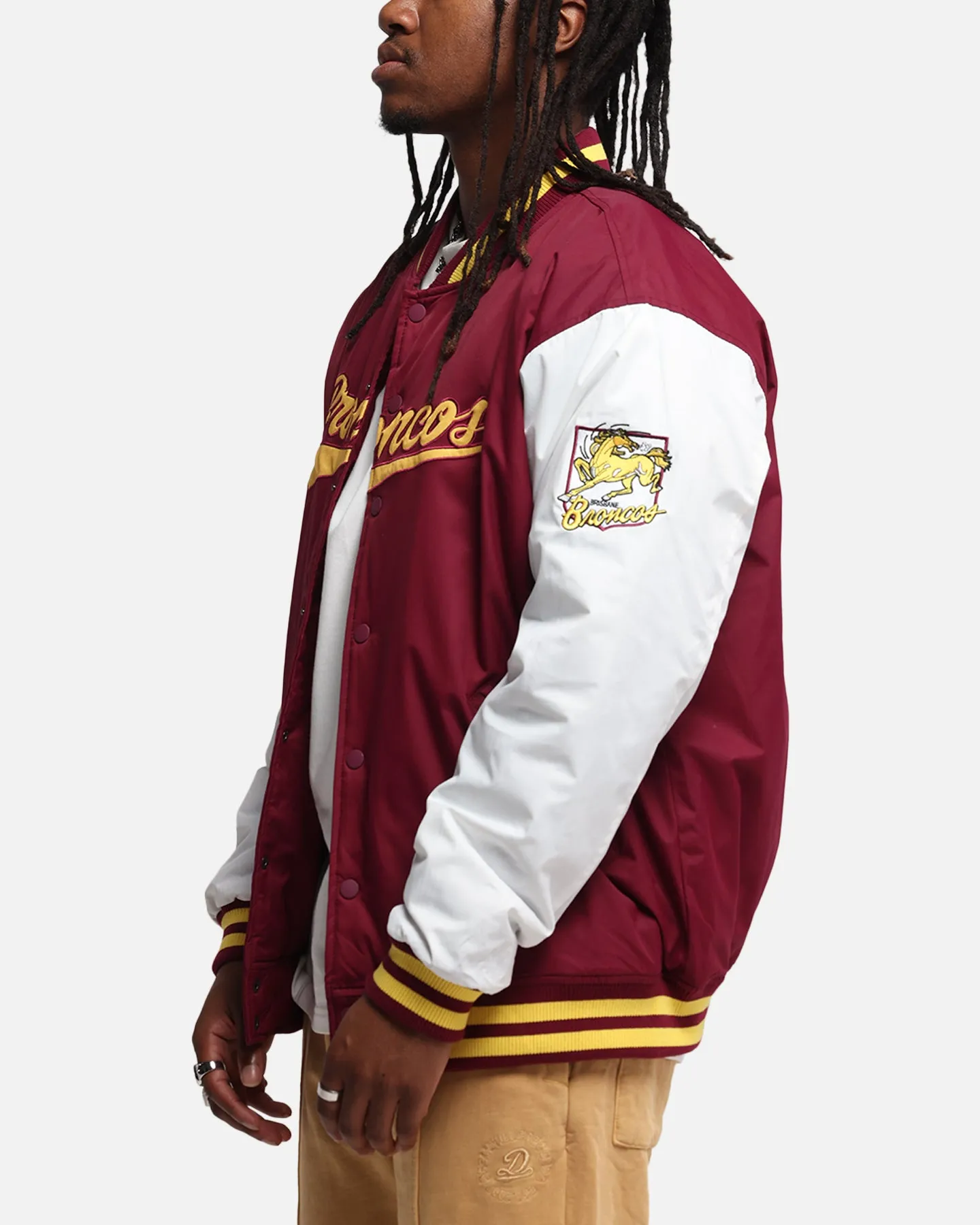 Bleacher Athletic Brisbane Broncos NRL 1908 Baseball Varsity Jacket Official Team Colour