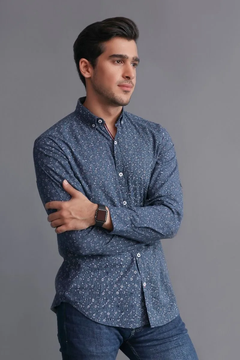 BLUE PRINTED SHIRT