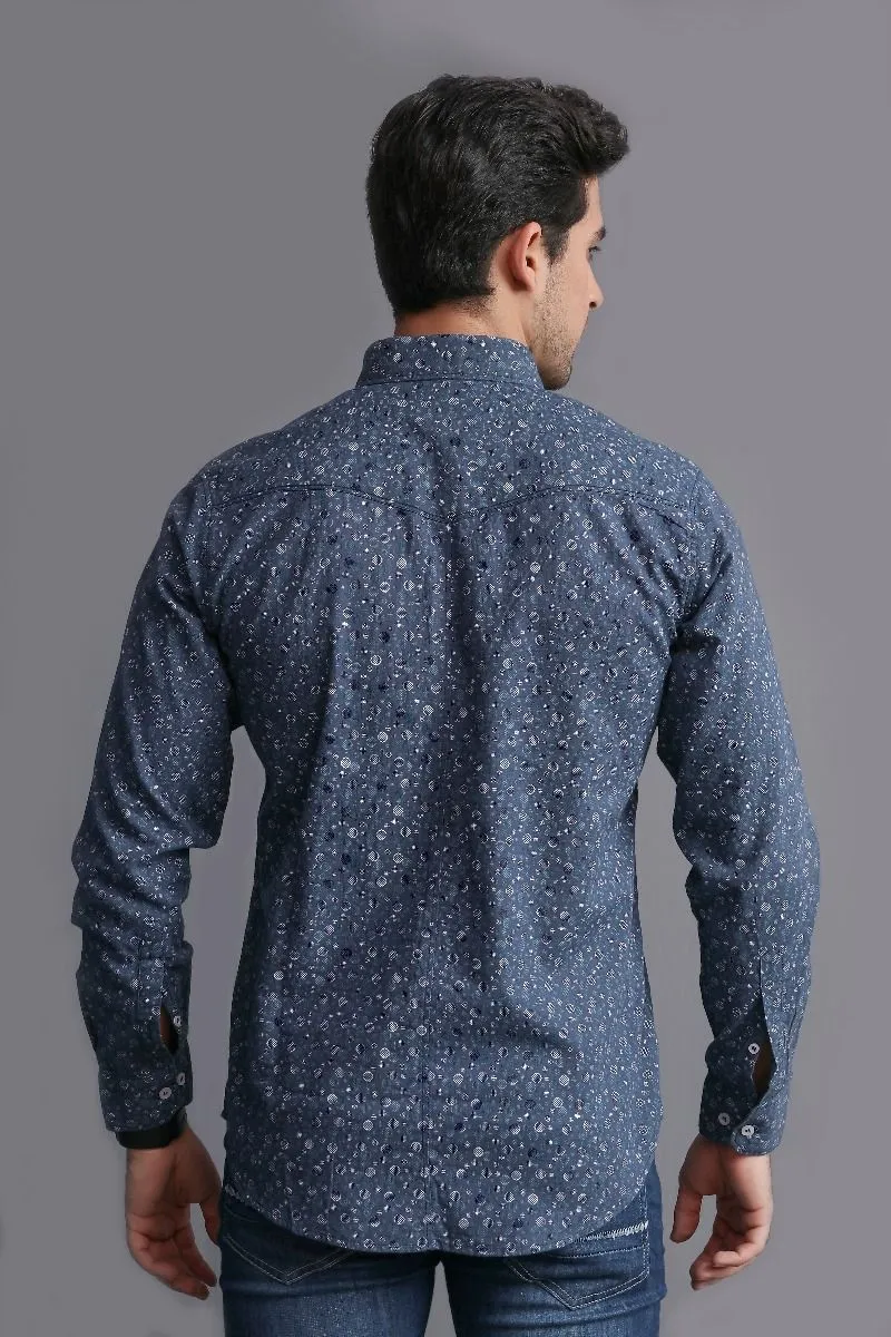 BLUE PRINTED SHIRT