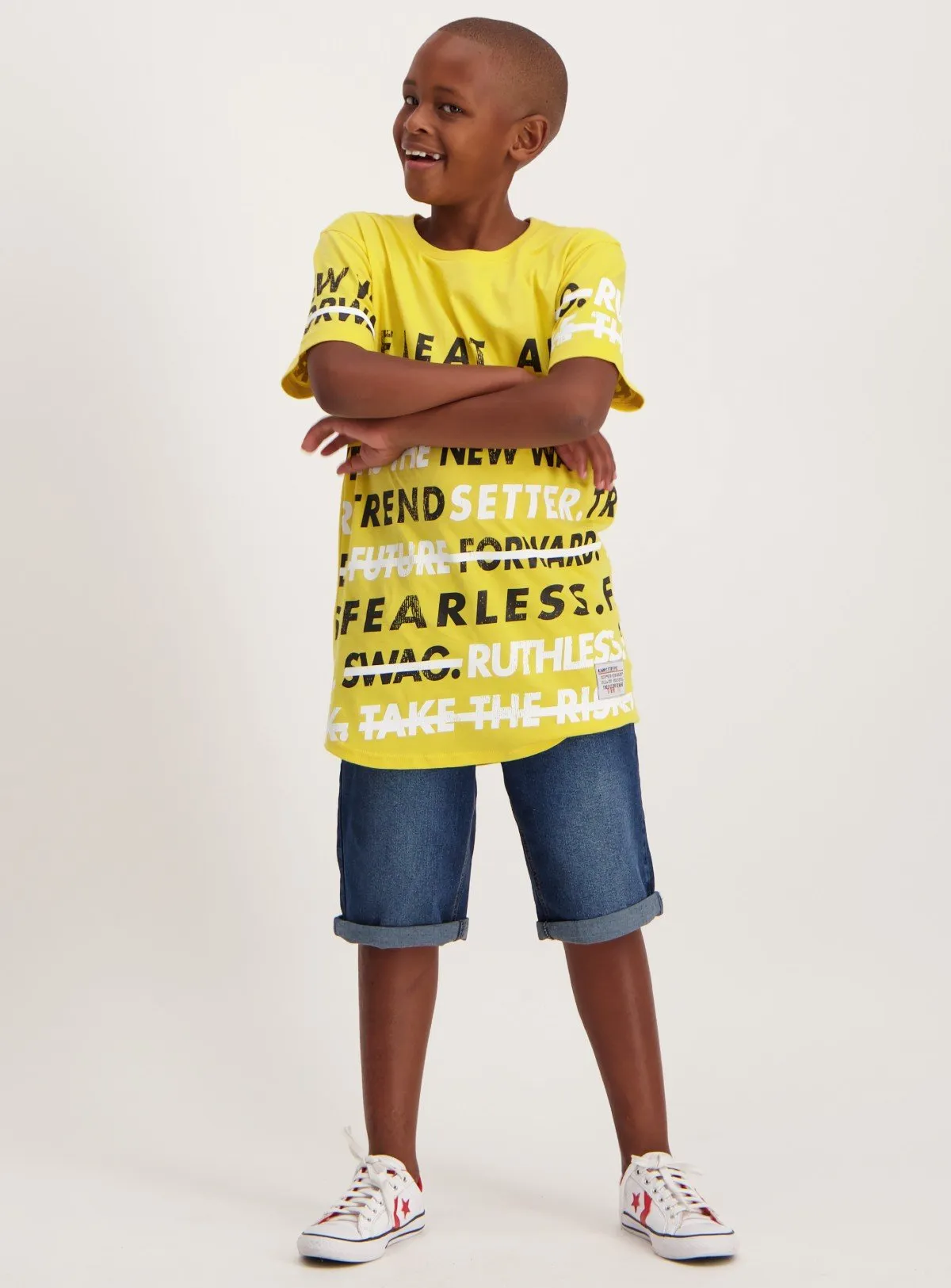 Boys Short Sleeve Verb Gold Scoop Tee-Cream