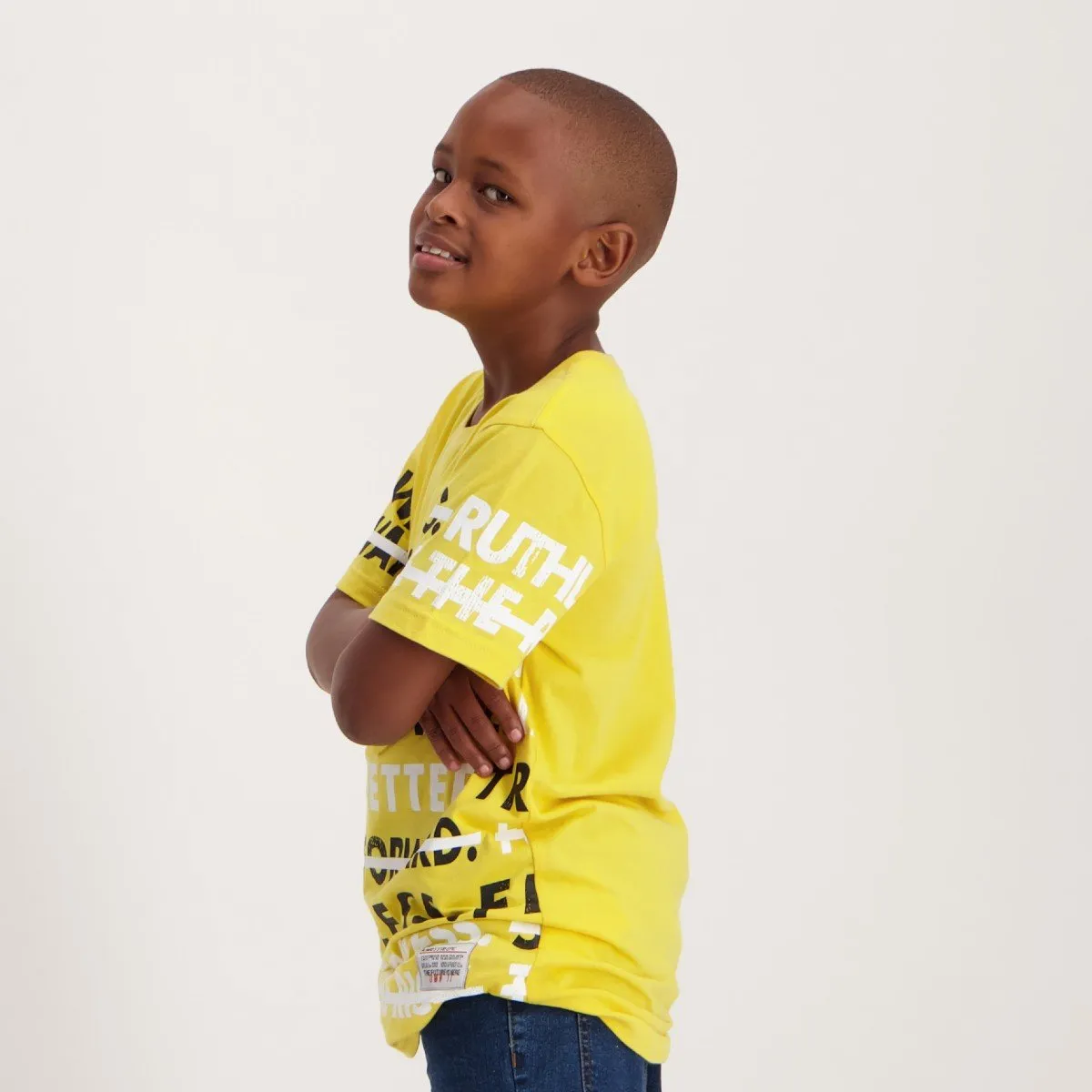 Boys Short Sleeve Verb Gold Scoop Tee-Cream