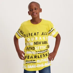 Boys Short Sleeve Verb Gold Scoop Tee-Cream